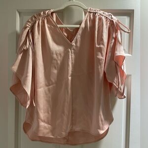 Stylish Light Pink Flutter Sleeve Blouse